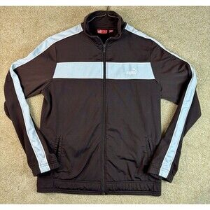 Puma Large Full Zip Track Jacket Brown Light Blue (see measurements In photos)